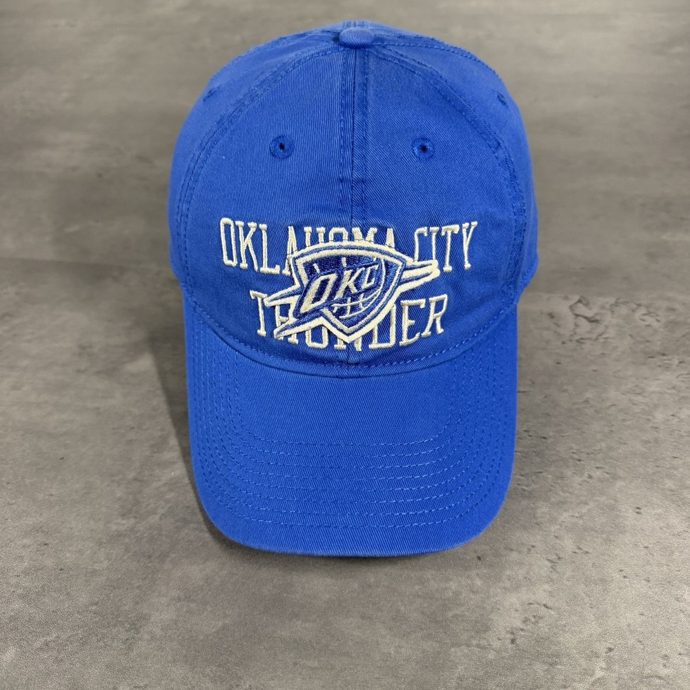 Adidas Oklahoma City Thunder Hat Blue White Cotton Spandex Stretch Cap NBA LoPro